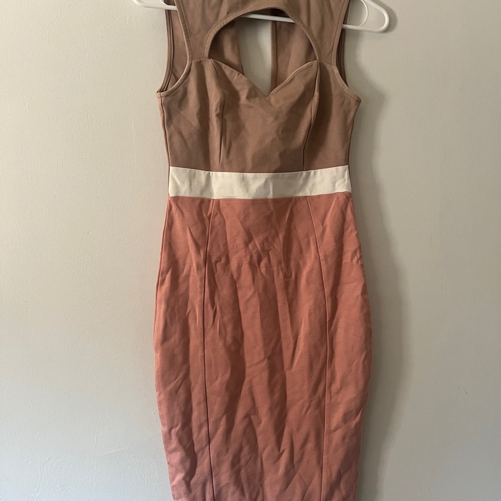 Vanity Open back Dress in Brown and Pink